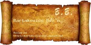 Bartakovics Bán névjegykártya